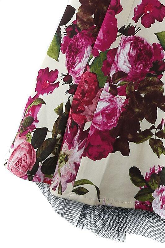 Gothicana By Emp "Audrey 50's Cream Floral Swing Dress" Dress Multicolour By H&R London