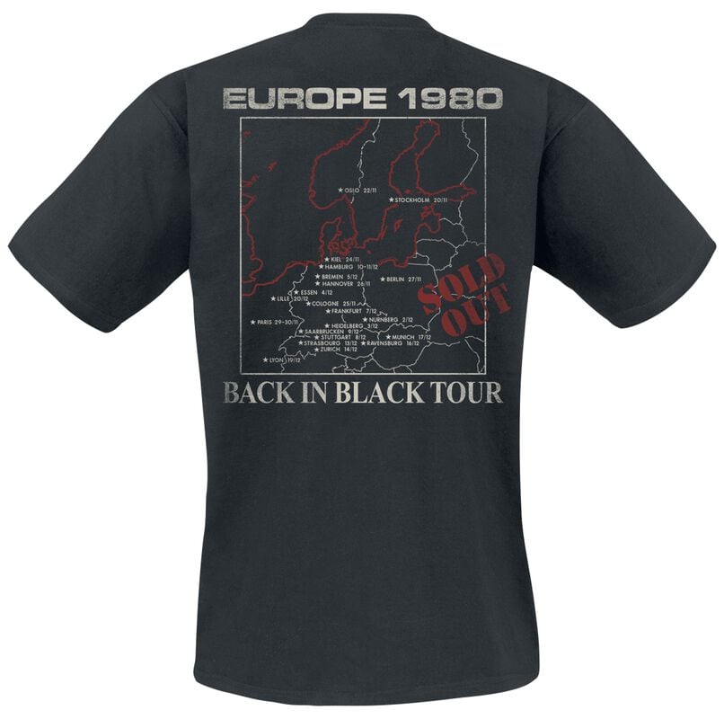 Gothicana By Emp "Back In Black Europe 1980" T-Shirt Black By AC/DC