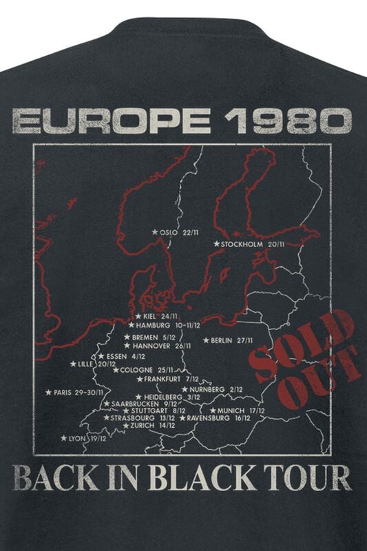 Gothicana By Emp "Back In Black Europe 1980" T-Shirt Black By AC/DC