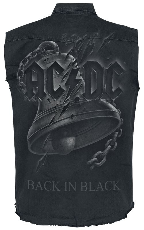 Gothicana By Emp "Back In Black Torn" Short-sleeved Shirt Black By AC/DC