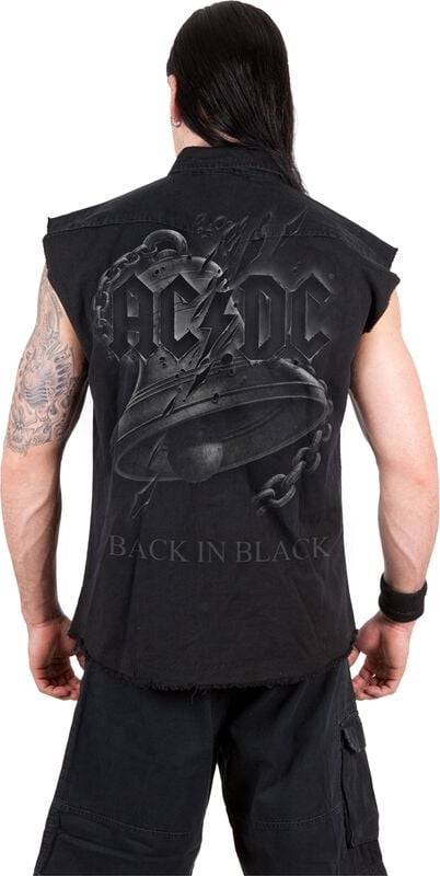 Gothicana By Emp "Back In Black Torn" Short-sleeved Shirt Black By AC/DC