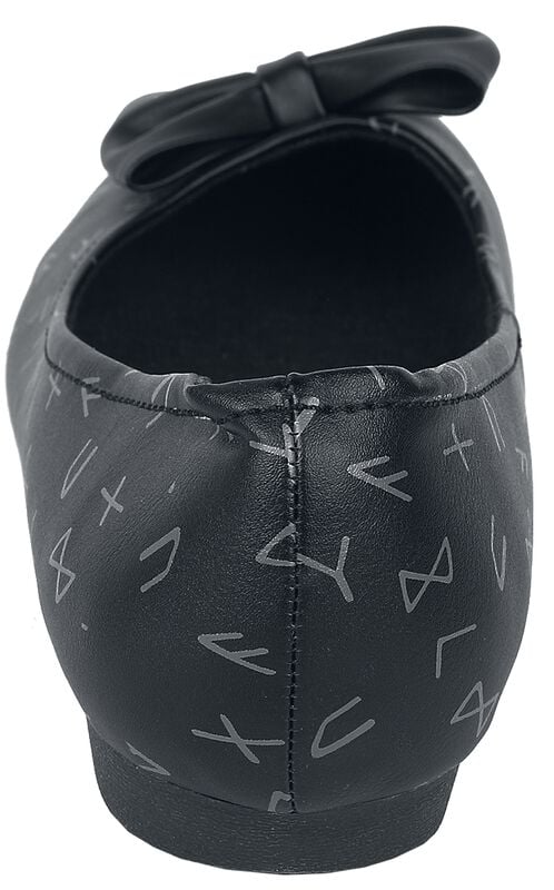 Gothicana By Emp "Ballerina Pumps With Bow And Print" Ballerinas Black By Black Premium By EMP