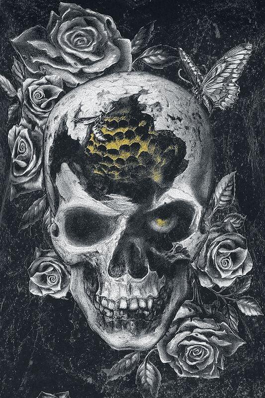 Gothicana By Emp "Bee Skull" T-Shirt Black-grey By Alchemy England