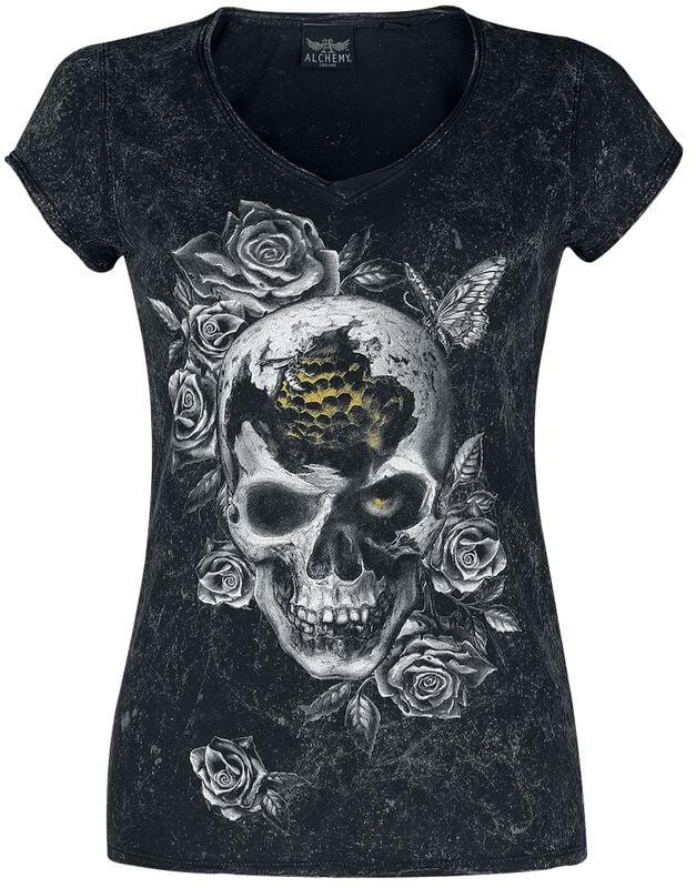 gothicana by emp "Bee Skull" T-Shirt black-grey by Alchemy England