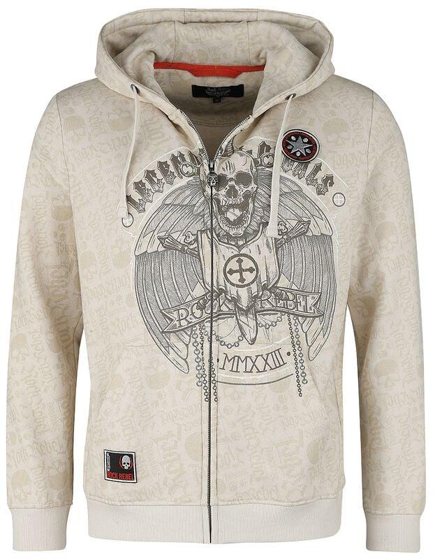 gothicana by emp "Beige Hooded Jacket with Prints" Hoodie Jacket beige by Rock Rebel by EMP