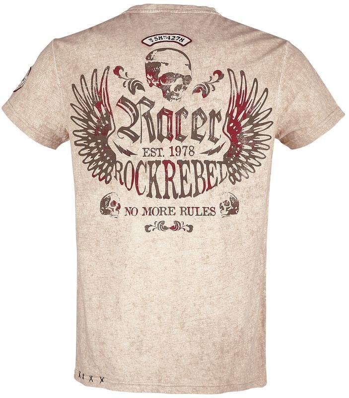 Gothicana By Emp "Beige T-Shirt With Crew Neck And Print" T-Shirt Beige By Rock Rebel By EMP