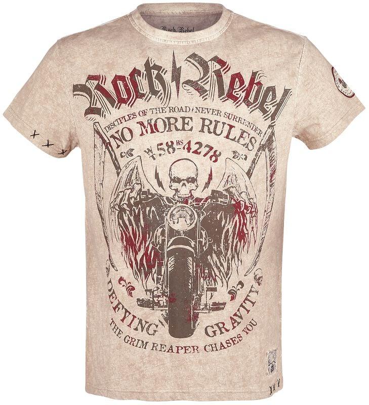gothicana by emp "Beige T-Shirt with Crew Neck and Print" T-Shirt beige by Rock Rebel by EMP