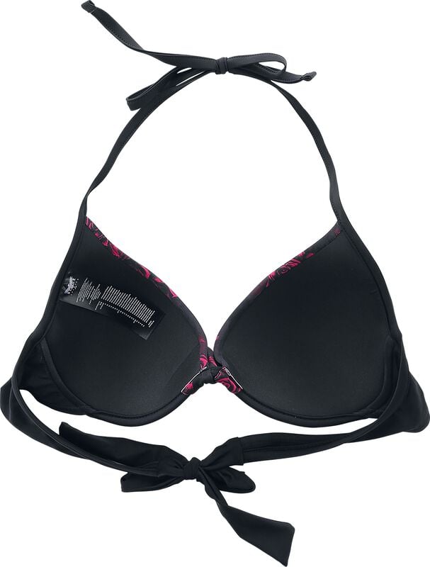 Gothicana By Emp "Black Bikini Top With Skull And Roses Motif" Bikini Top Black By Black Premium By EMP