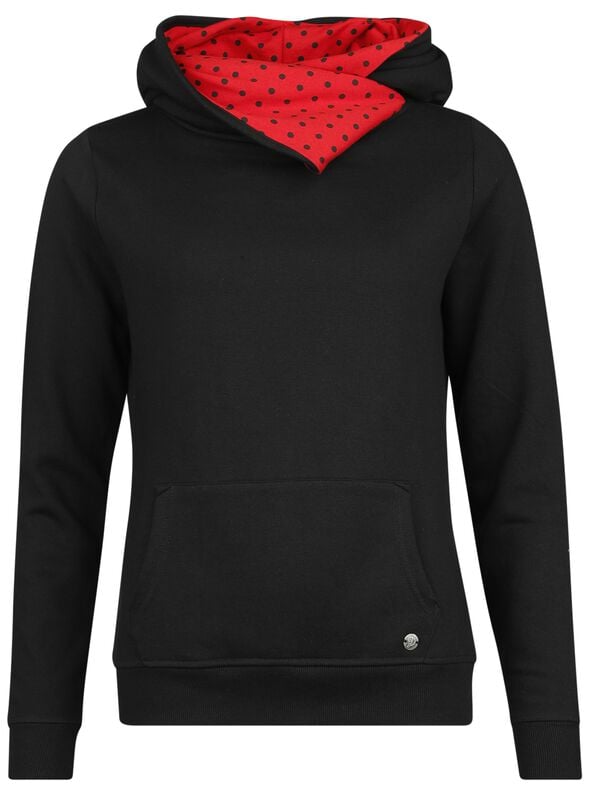 gothicana by emp "Black Dotties On Red Shawl Hoodie & Hairband" Hoodie black-red by Pussy Deluxe