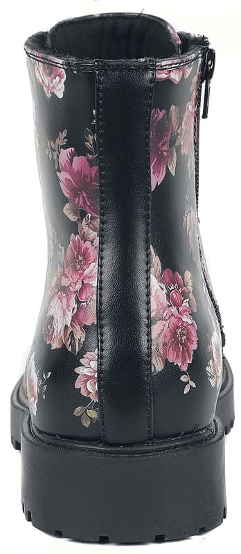 Gothicana By Emp "Black Lace-Up Boots With Floral All-Over Print" Boot Black By Rock Rebel By EMP