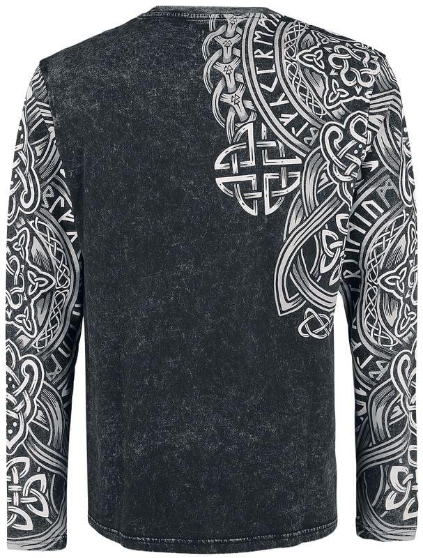 Gothicana By Emp "Black Long-Sleeve Shirt With Wash And Print" Long-sleeve Shirt Black By Black Premium By EMP