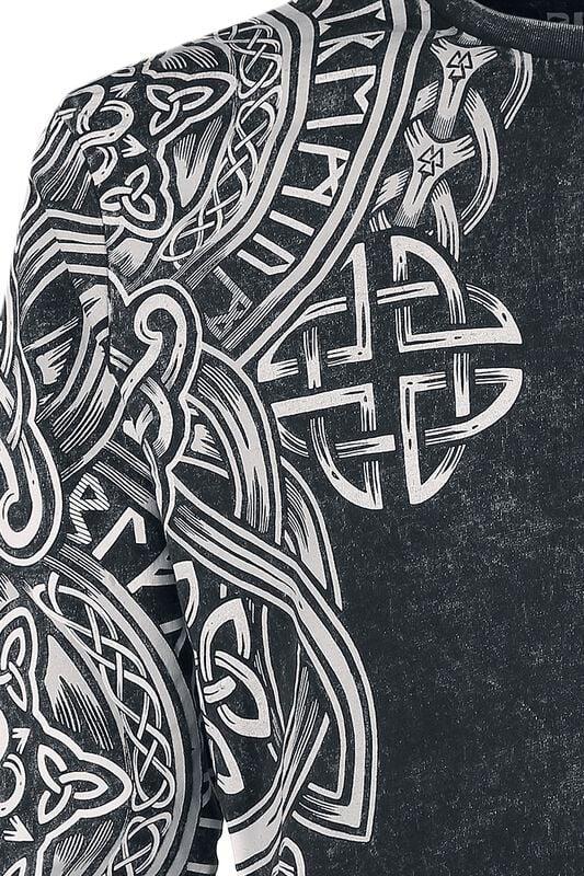 Gothicana By Emp "Black Long-Sleeve Shirt With Wash And Print" Long-sleeve Shirt Black By Black Premium By EMP