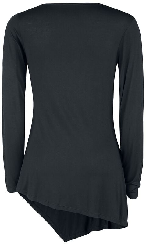Gothicana By Emp "Black Long-Sleeve Shirt With Waterfall Neckline" Long-sleeve Shirt Black By Black Premium By EMP