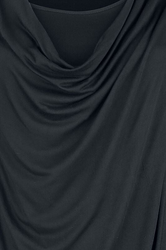 Gothicana By Emp "Black Long-Sleeve Shirt With Waterfall Neckline" Long-sleeve Shirt Black By Black Premium By EMP