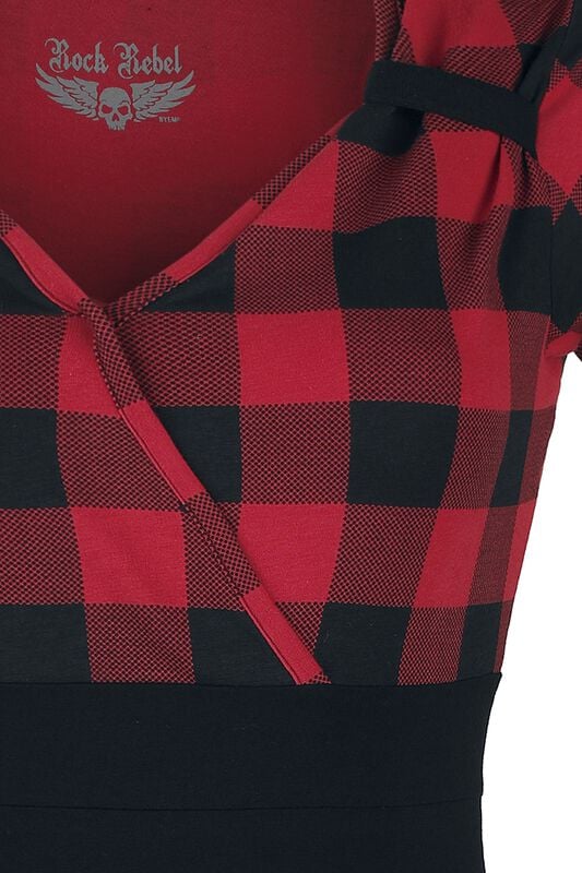 Gothicana By Emp "Black/Red T-shirt In Rockabilly Style" T-Shirt Black-bordeaux By Rock Rebel By EMP