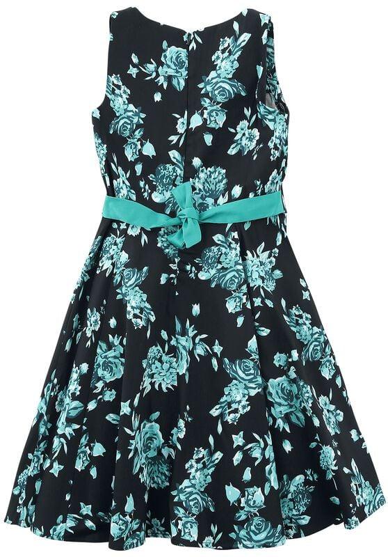 Gothicana By Emp "Black Rosaceae Swing Dress" Dress Black-turquoise By H&R London