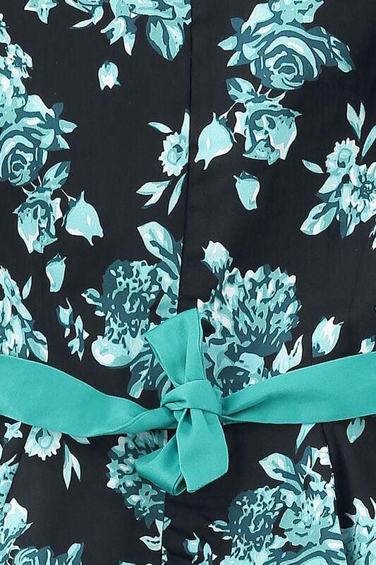 Gothicana By Emp "Black Rosaceae Swing Dress" Dress Black-turquoise By H&R London