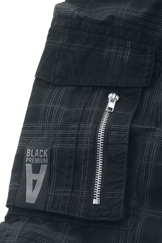 Gothicana By Emp "Black Shorts With Check Pattern" Shorts Black-grey By Black Premium By EMP
