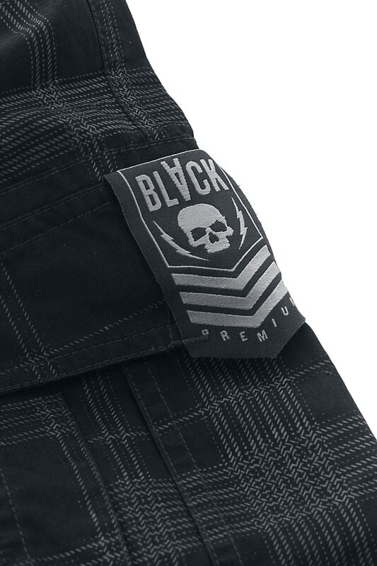 Gothicana By Emp "Black Shorts With Check Pattern" Shorts Black-grey By Black Premium By EMP