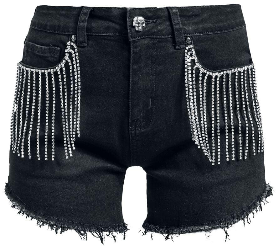 gothicana by emp "Black shorts with rhinestone appliqué" Shorts black by Rock Rebel by EMP