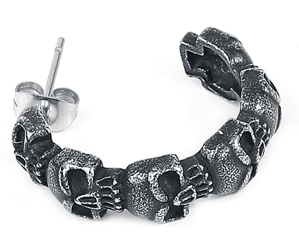 Gothicana By Emp "Black Skulls" Earring Set Silver-coloured By EtNox