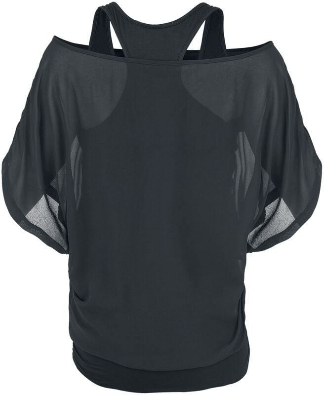 Gothicana By Emp "Black T-Shirt With Bat Sleeves" T-Shirt Black By Black Premium By EMP