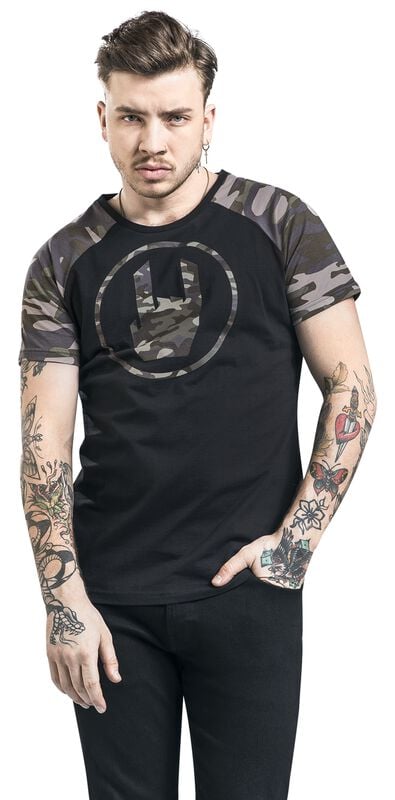 Gothicana By Emp "Black T-shirt With Camouflage Rockhand Print" T-Shirt Black By EMP Stage Collection