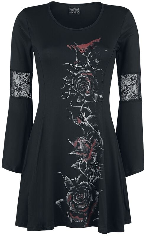 gothicana by emp "Bleeding Rose" Midi Dress black by Alchemy England