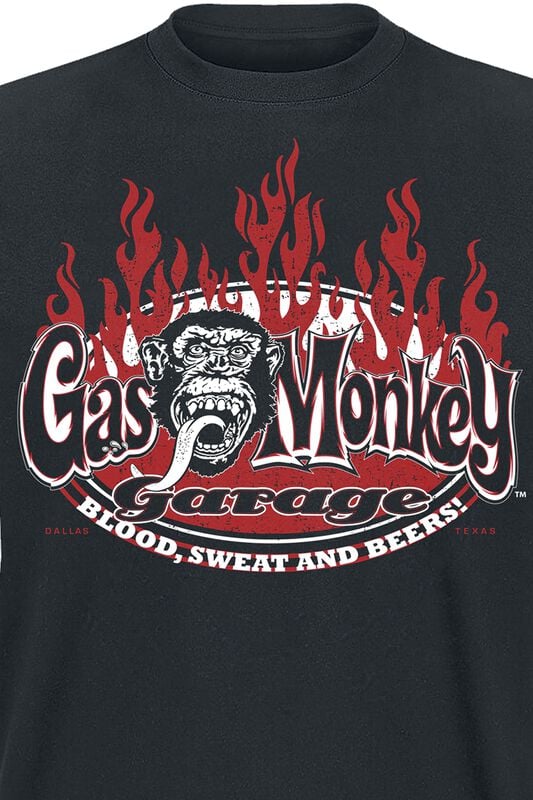 Gothicana By Emp "Blood Sweat And Red Flames" T-Shirt Black By Gas Monkey Garage
