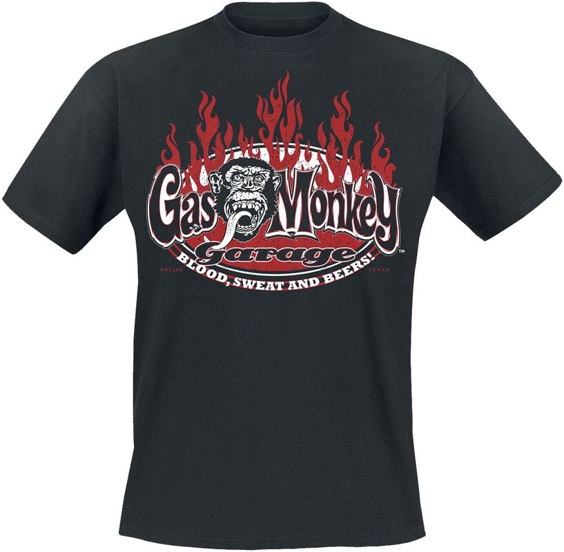 gothicana by emp "Blood sweat and red flames" T-Shirt black by Gas Monkey Garage