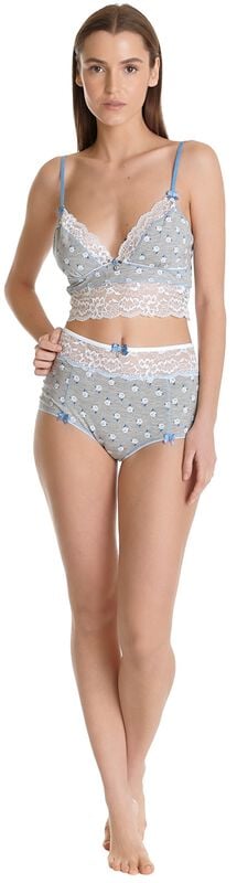 Gothicana By Emp "Blue Rose Set" Bra Grey-white By Vive Maria