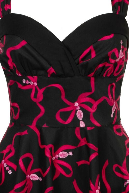 Gothicana By Emp "Bownita Dress" Midi Dress Black-pink By Hell Bunny