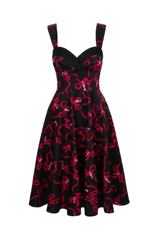 gothicana by emp "Bownita Dress" Midi Dress black-pink by Hell Bunny