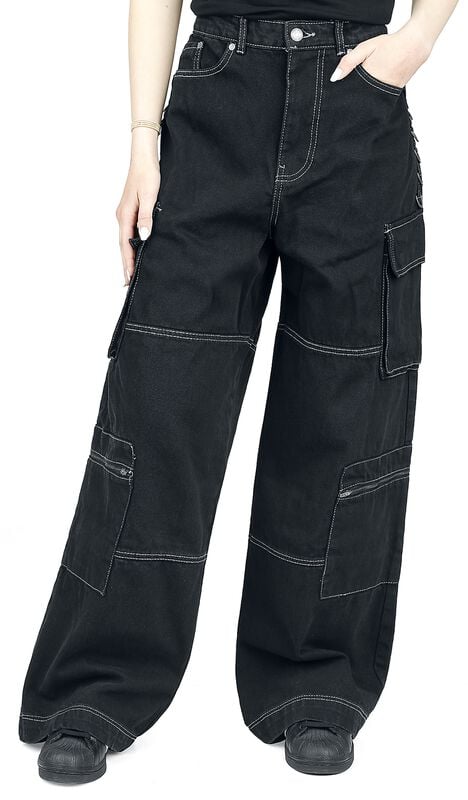 Gothicana By Emp "Cameron Jeans" Cargo Trousers Black By Hell Bunny