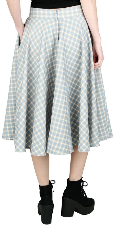 Gothicana By Emp "Cary Blue Checked Skirt" Midi Skirt Blue-white By Banned Retro