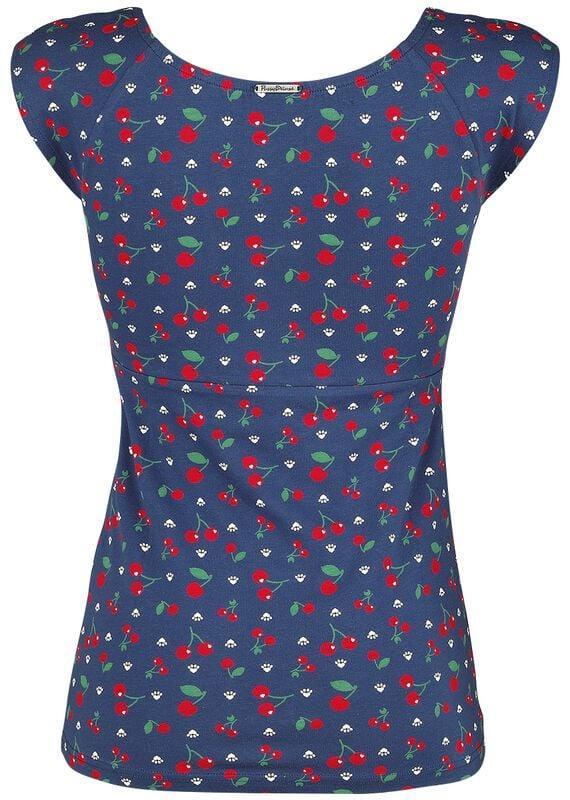 Gothicana By Emp "Cat Paws & Cherries Girl Shirt" T-Shirt Blue By Pussy Deluxe