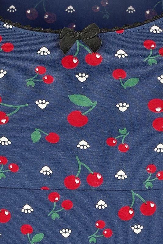 Gothicana By Emp "Cat Paws & Cherries Girl Shirt" T-Shirt Blue By Pussy Deluxe