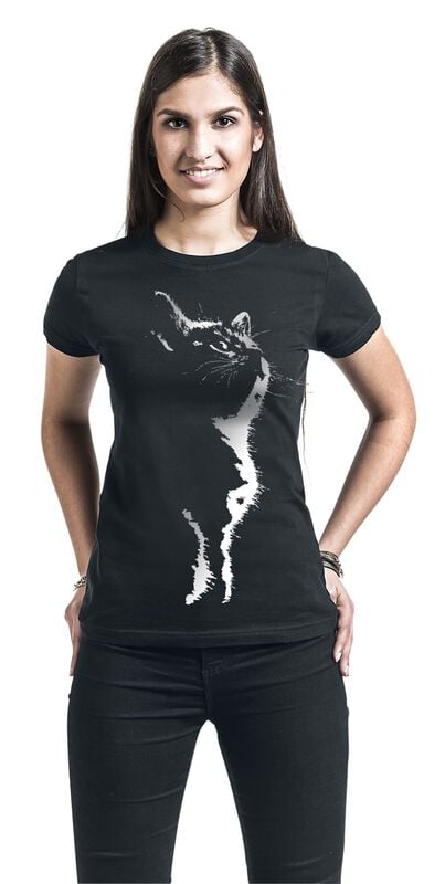 Gothicana By Emp "Cat Silhouette" T-Shirt Black By Tierisch