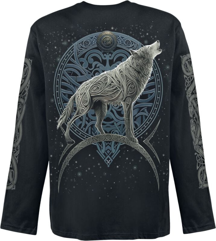 Gothicana By Emp "Celtic Wolf" Long-sleeve Shirt Black By Spiral