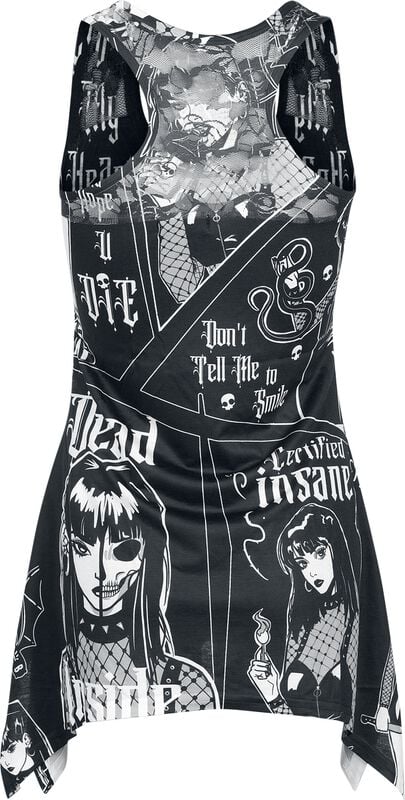 Gothicana By Emp "Certified Lace Panel Top" Top Black-white By Heartless