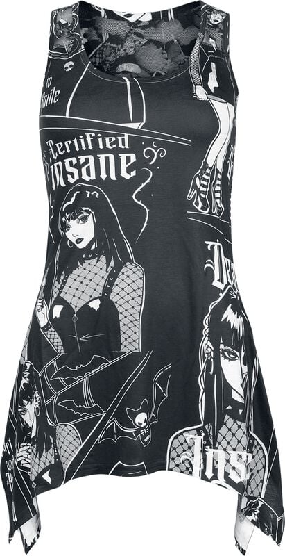 gothicana by emp "Certified Lace Panel Top" Top black-white by Heartless