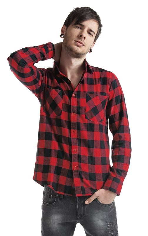 Gothicana By Emp "Checked Flannel" Flanel Shirt Black-red By Urban Classics