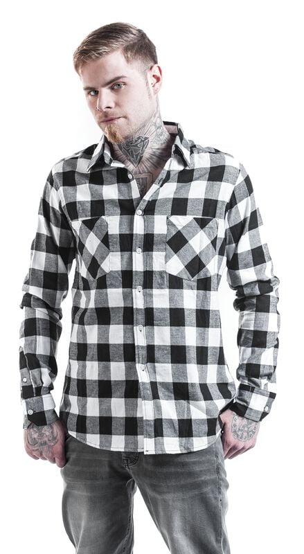 Gothicana By Emp "Checked Flannel" Flanel Shirt Black-white By Urban Classics