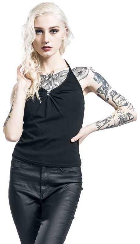 Gothicana By Emp "Cheryl Top" Halternecks Black By Hell Bunny