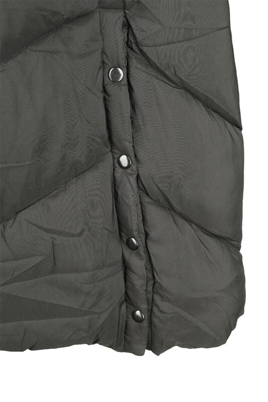 Gothicana By Emp "Chevron Midi Quilted Coat" Coats Black By QED London