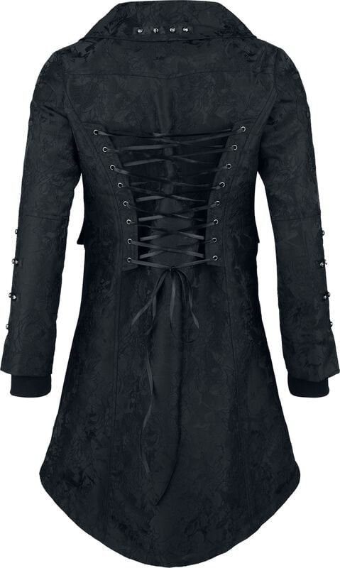 Gothicana By Emp "Coat With Corset Detail On Back" Coats Black By Gothicana By EMP