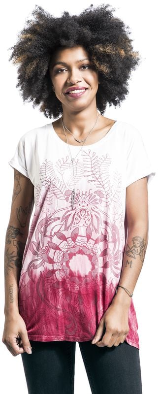 Gothicana By Emp "Colour-Run T-Shirt With Mandala Print" T-Shirt Burgundy By RED By EMP