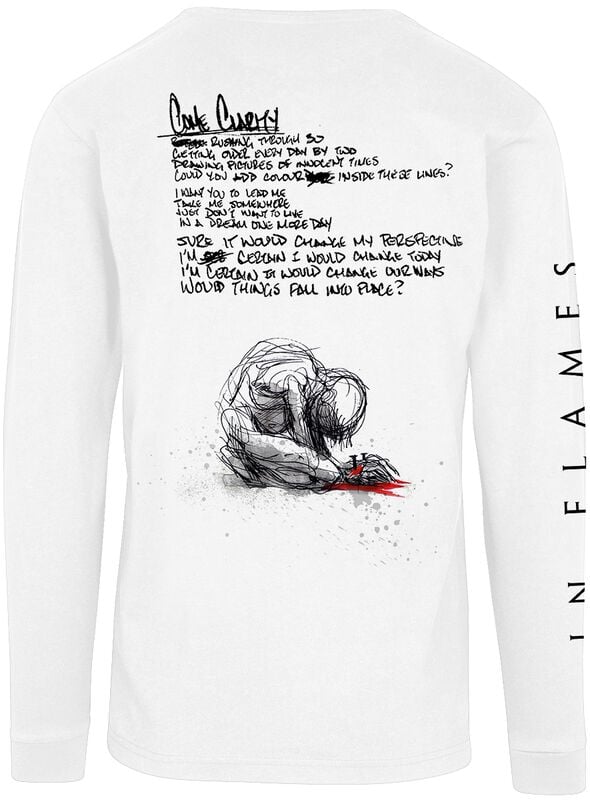 Gothicana By Emp "Come Clarity Lyrcis" Long-sleeve Shirt White By In Flames