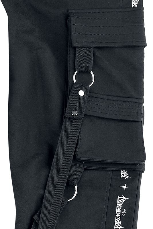 Gothicana By Emp "Comfy Fabric Trousers With Attached Pockets And Black Blood Prints" Cloth Trousers Black By Black Blood By Gothicana