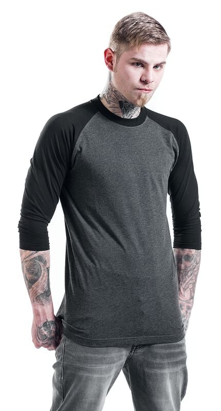 Gothicana By Emp "Contrast 3/4 Sleeve Raglan Tee" Long-sleeve Shirt Charcoal-black By Urban Classics